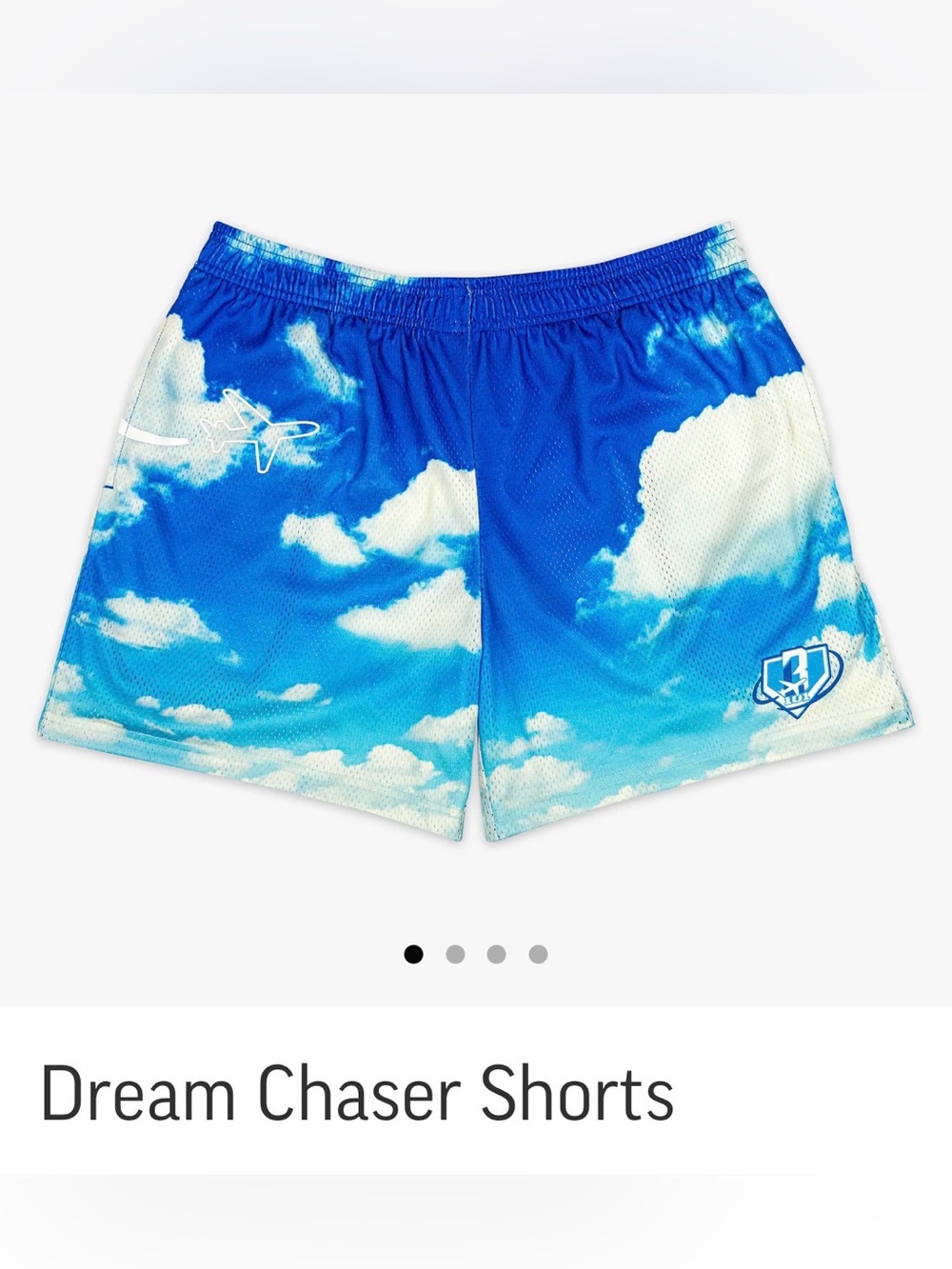 Baseball 101 Dream Chaser Kids Cloud Print Blue Shorts